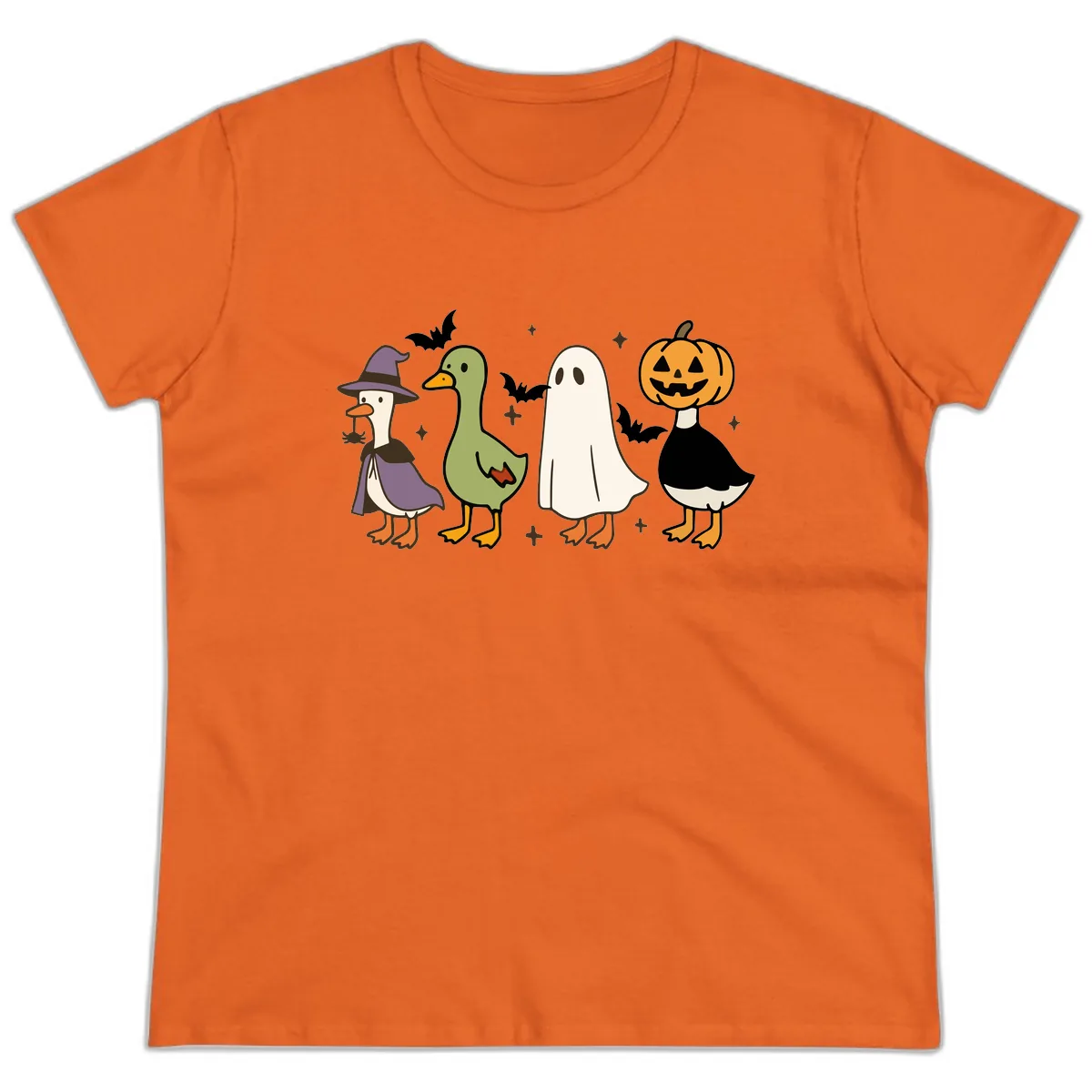 Halloween Animals Trick-or-Treat Ladies Tee in Orange
