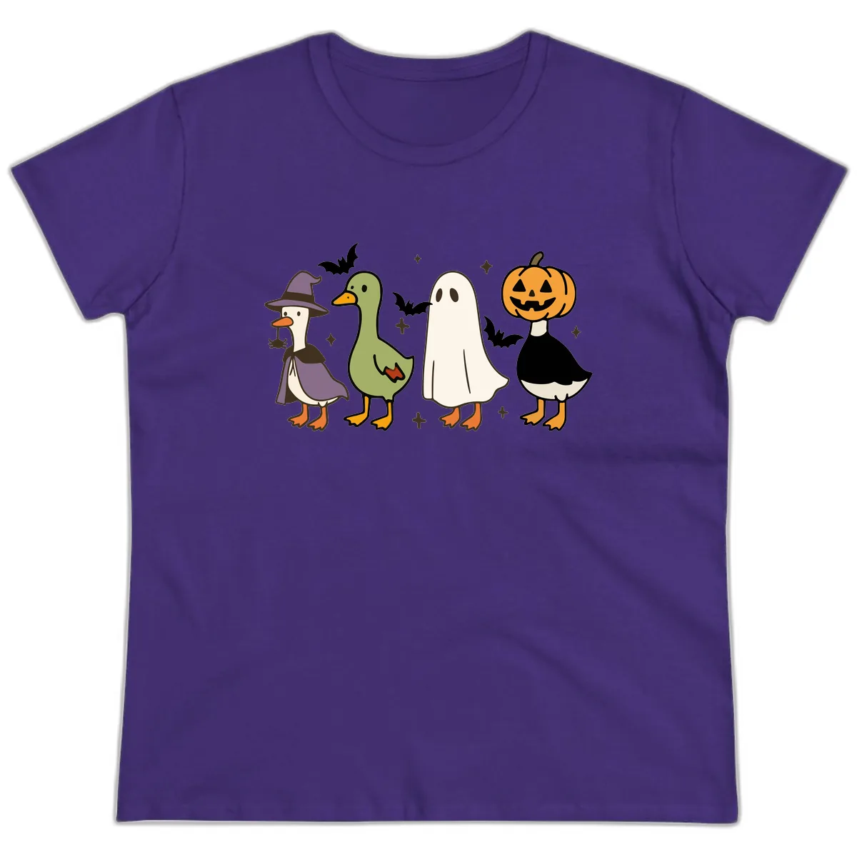 Halloween Animals Trick-or-Treat Ladies Tee in Purple
