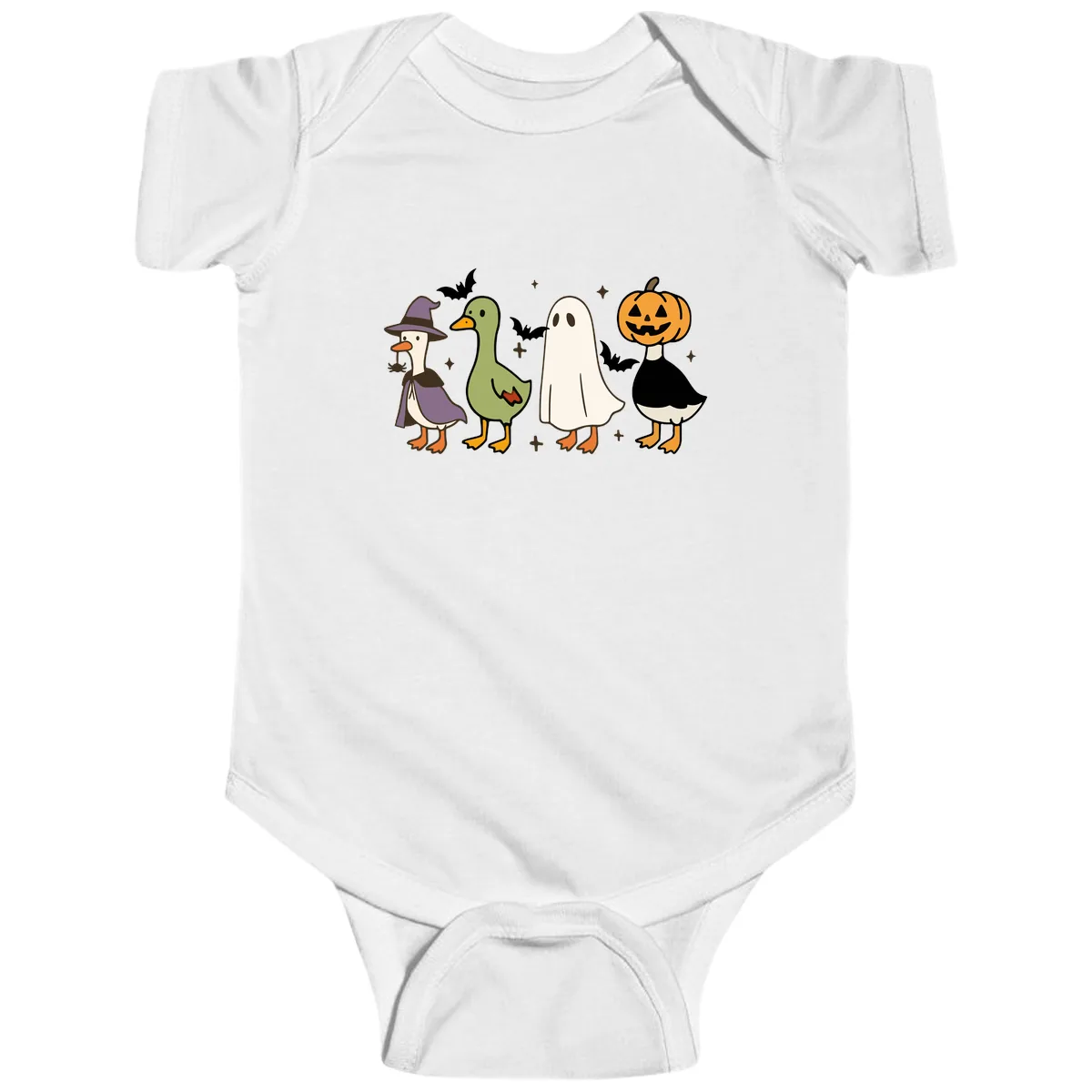 Halloween Animals Trick-or-Treat Baby Onesie in White