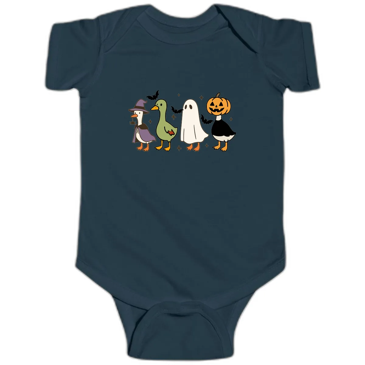 Halloween Animals Trick-or-Treat Baby Onesie in Navy