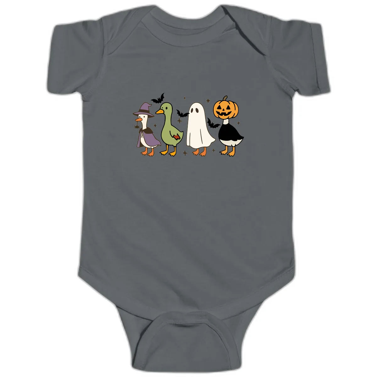 Halloween Animals Trick-or-Treat Baby Onesie in Charcoal
