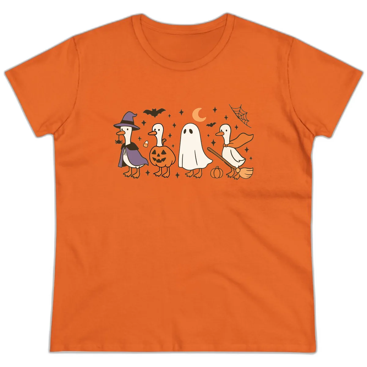 Halloween Goose Costume Party Ladies Tee in Orange
