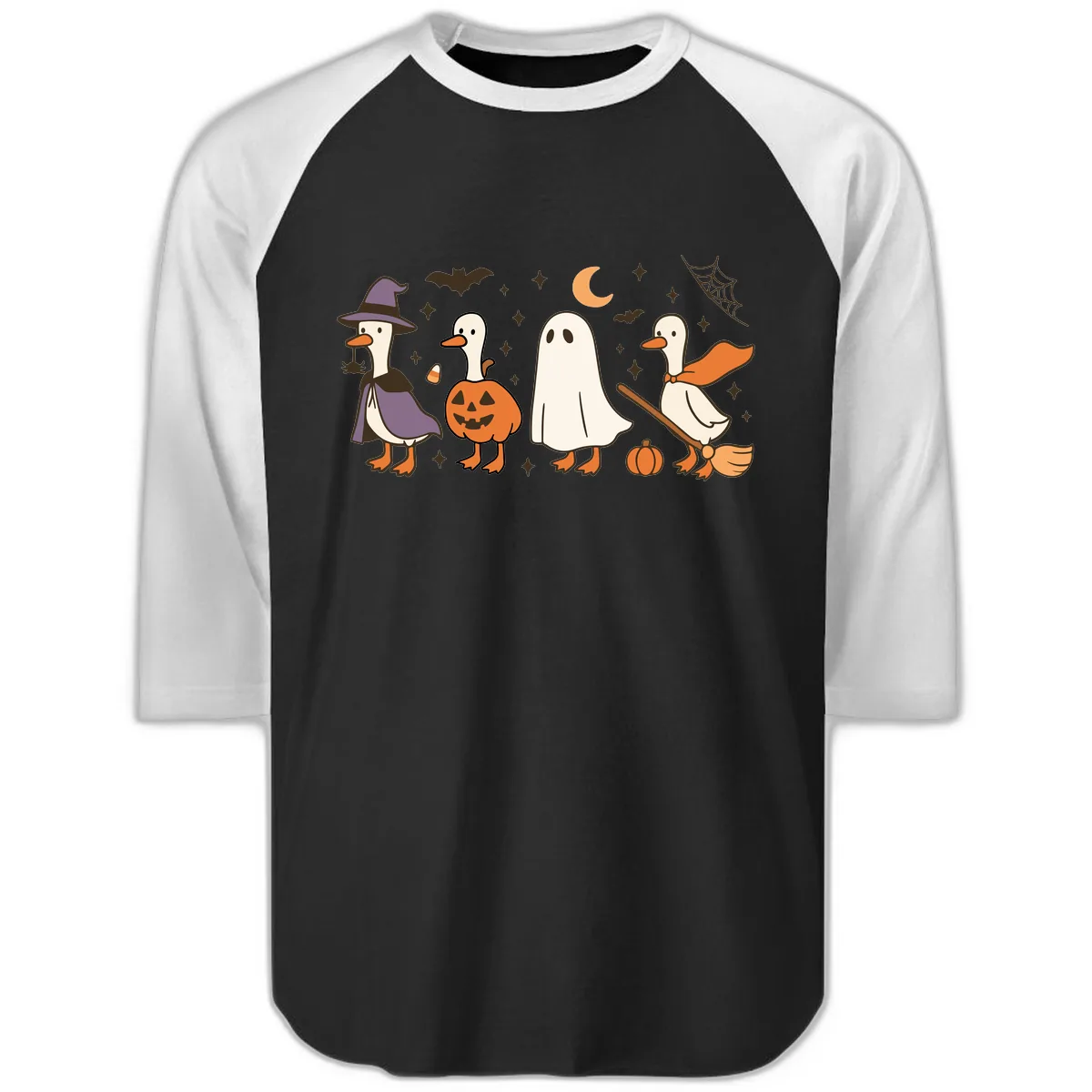Halloween Goose Costume Party Raglan 3/4 in Black White