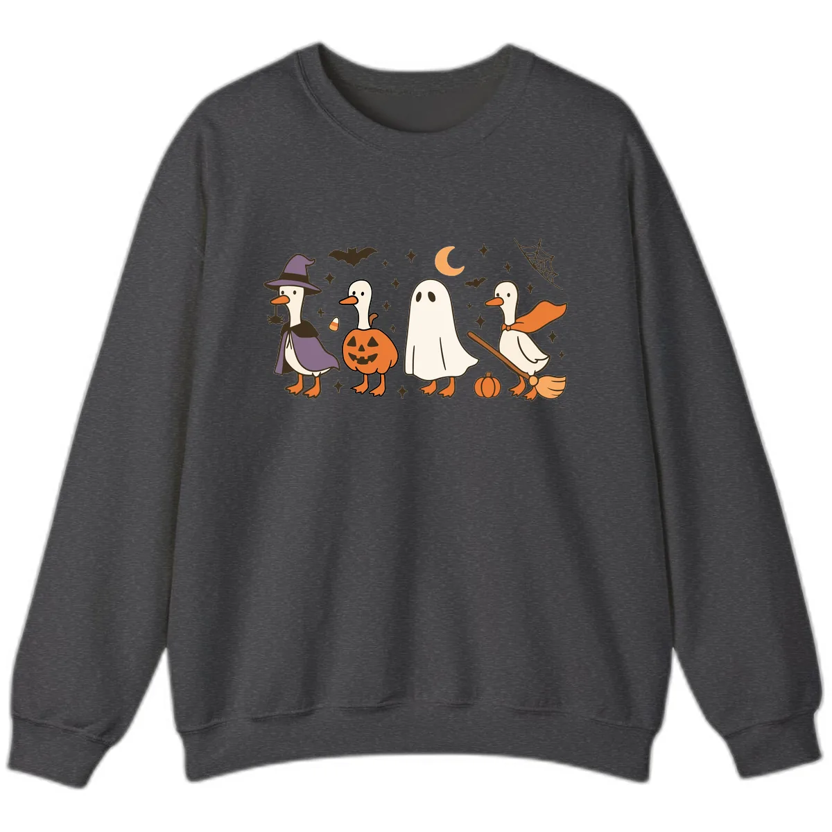 Halloween Goose Costume Party Sweatshirt in Dark Heather