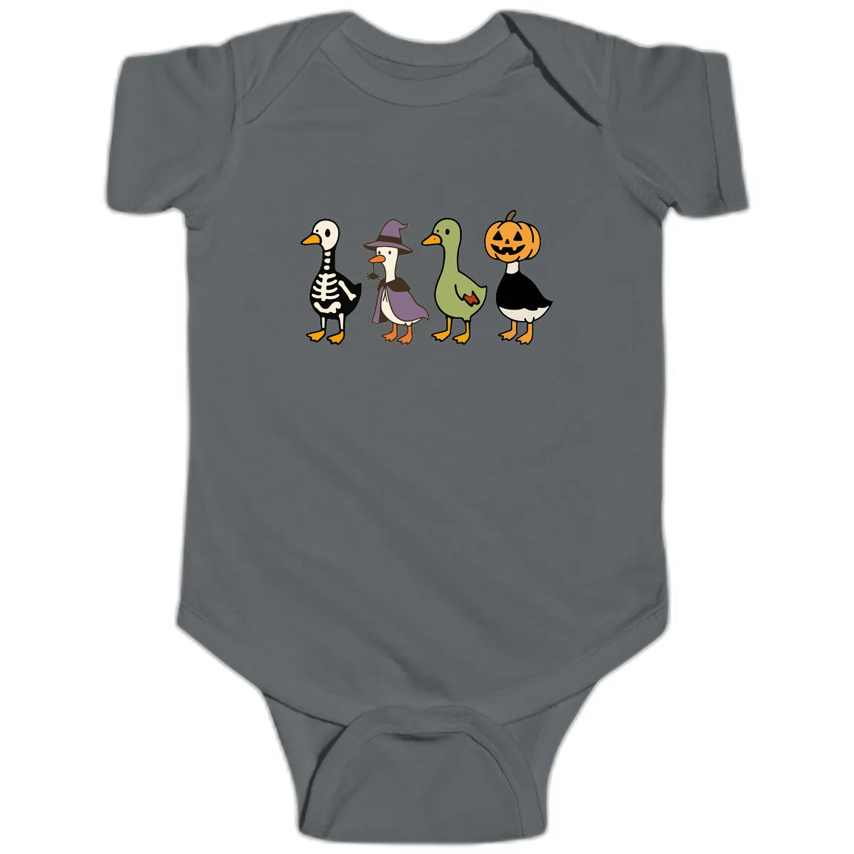 Halloween Duck Costumes Quartet Baby Onesie in Charcoal