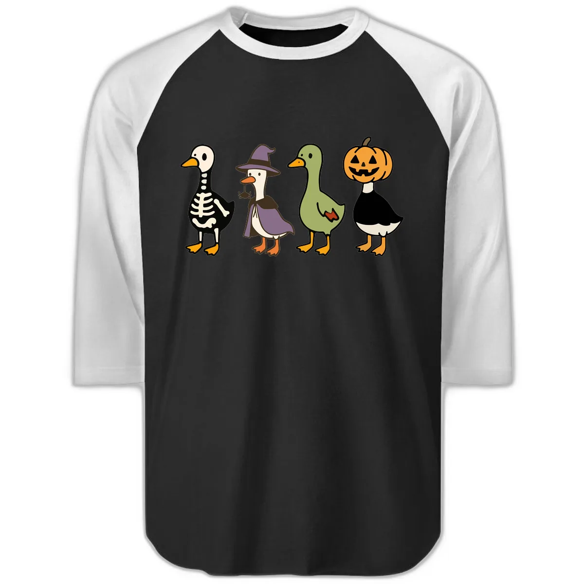 Halloween Duck Costumes Quartet Raglan 3/4 in Black White