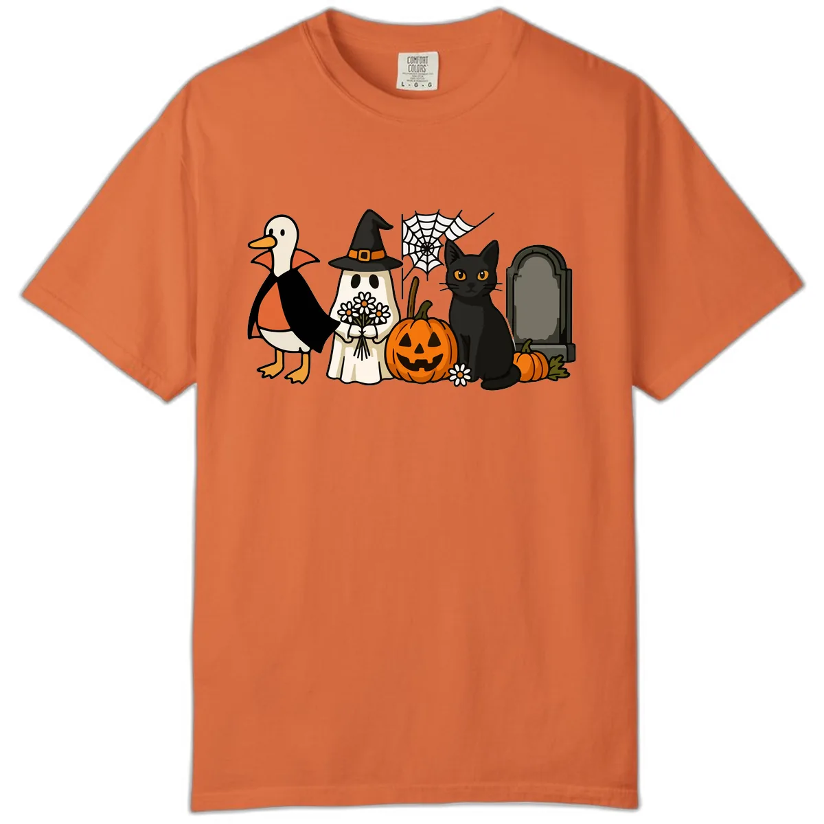 Halloween Spooky Friends Gather Comfort Color in Burnt Orange