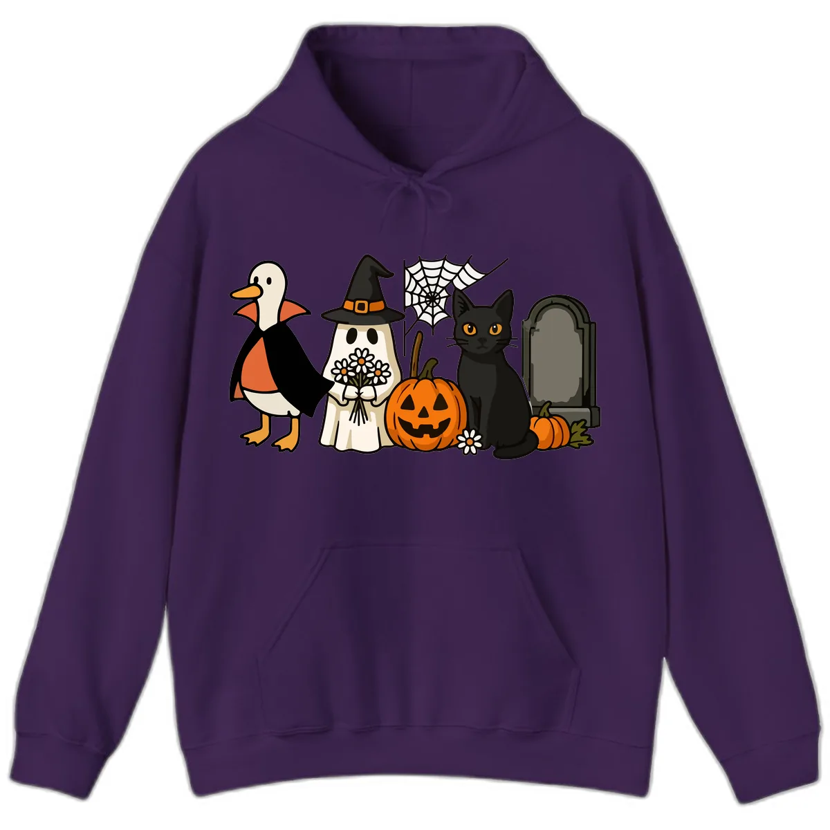 Halloween Spooky Friends Gather Hoodie in Purple