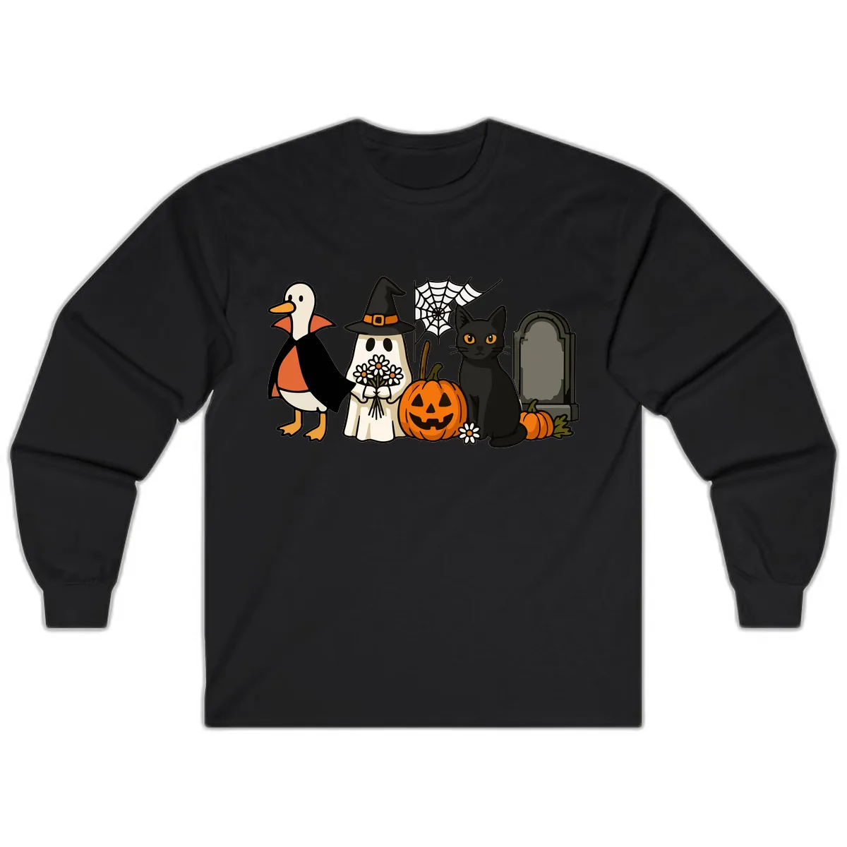 Halloween Spooky Friends Gather Long Sleeve in Black