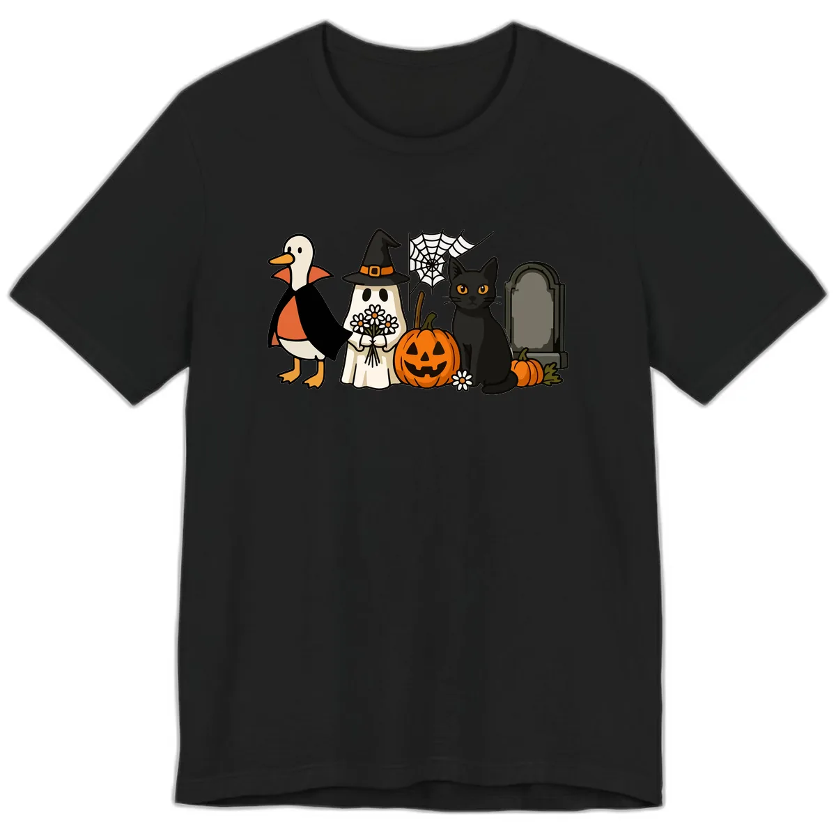 Halloween Spooky Friends Gather Premium T-Shirt in Black