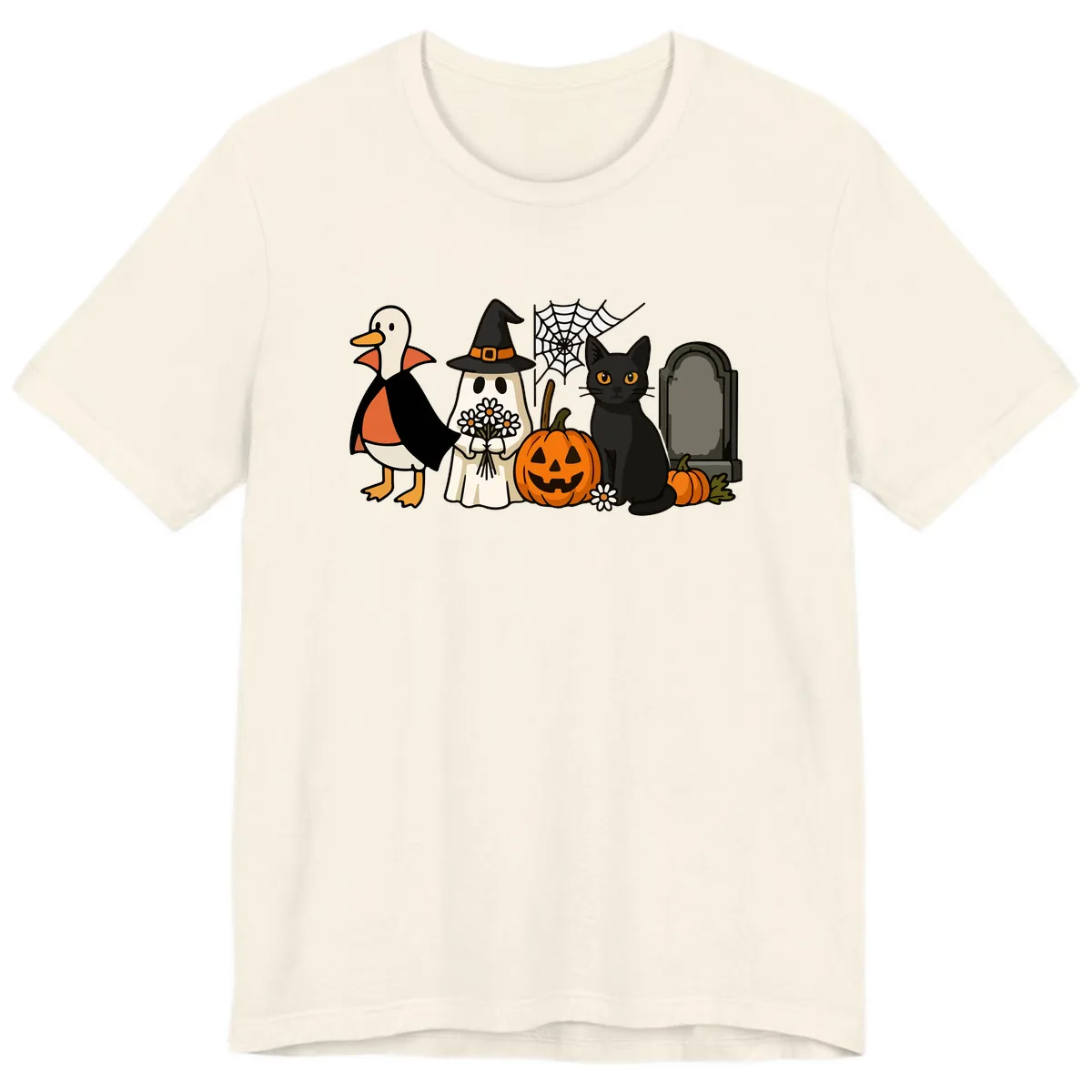 Halloween Spooky Friends Gather Premium T-Shirt in Natural