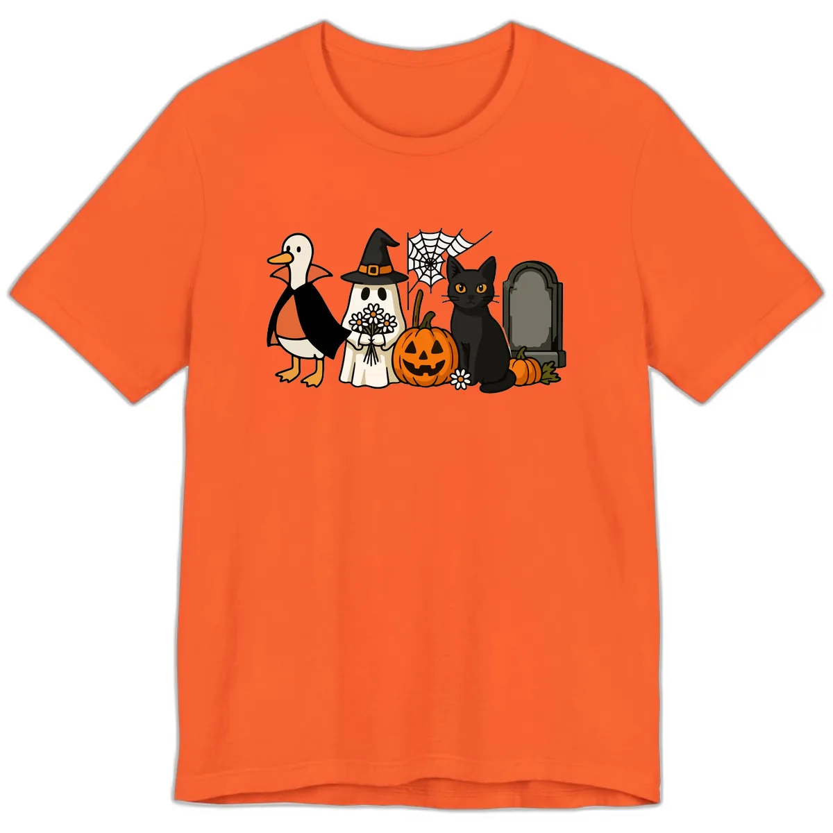 Halloween Spooky Friends Gather Premium T-Shirt in Orange