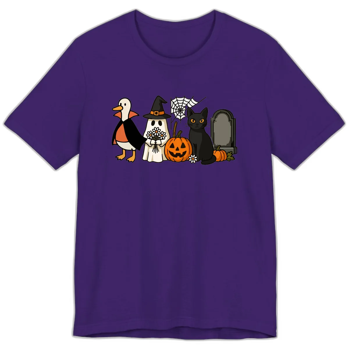 Halloween Spooky Friends Gather Premium T-Shirt in Team Purple