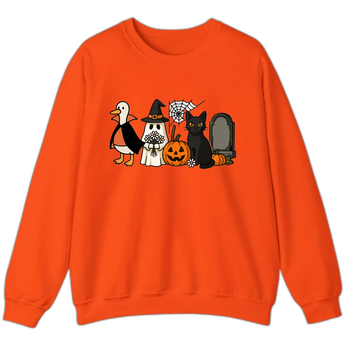 Halloween Spooky Friends Gather Sweatshirt in Orange