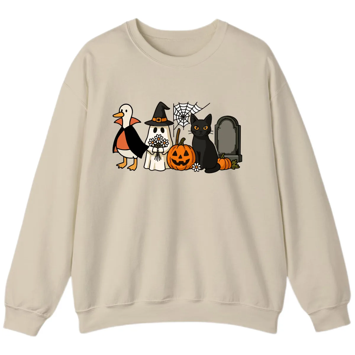Halloween Spooky Friends Gather Sweatshirt in Sand