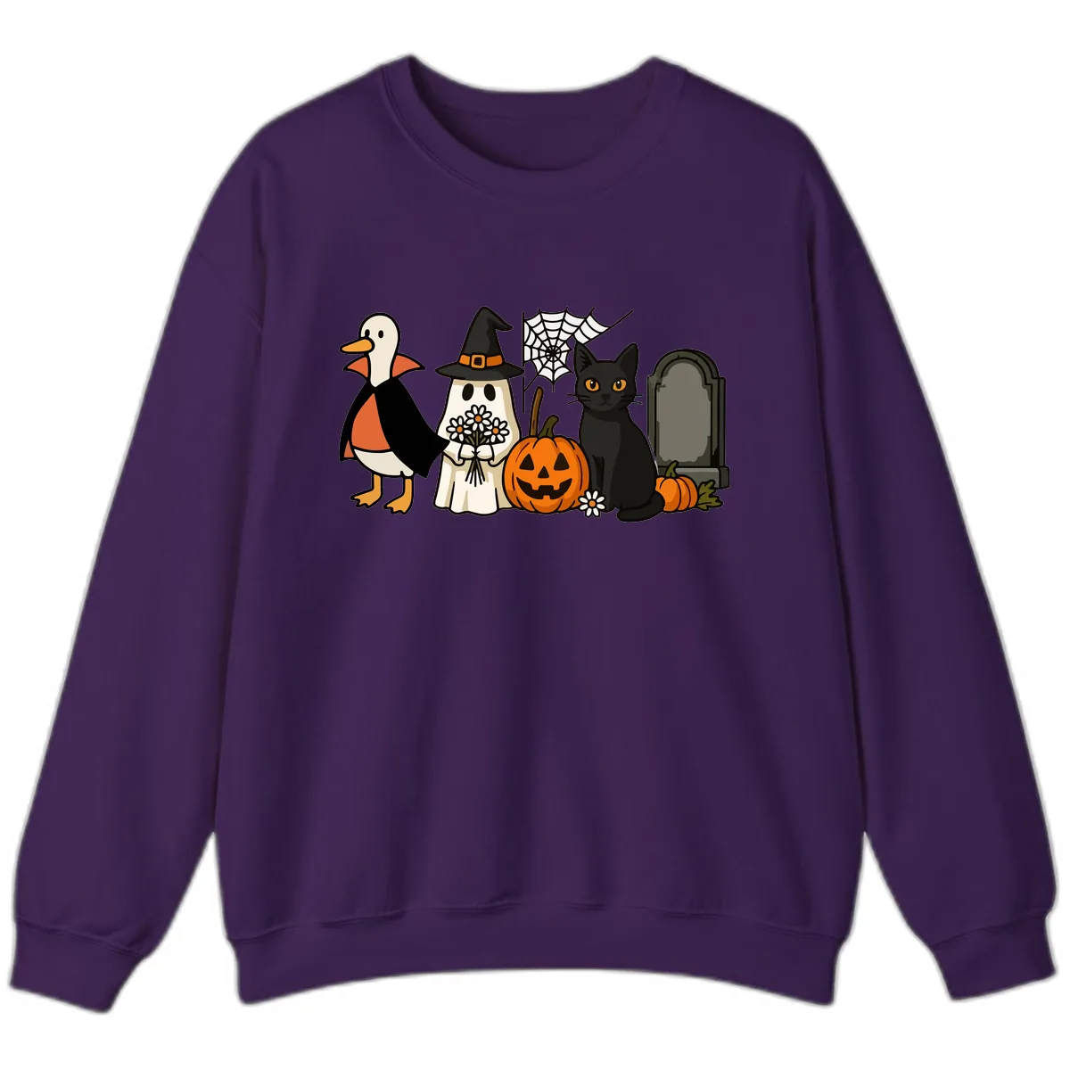 Halloween Spooky Friends Gather Sweatshirt in Purple