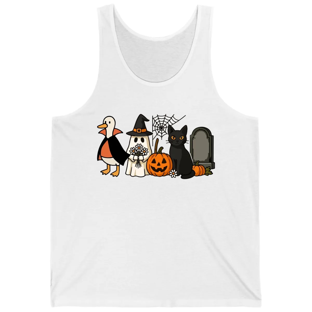 Halloween Spooky Friends Gather Tank in White