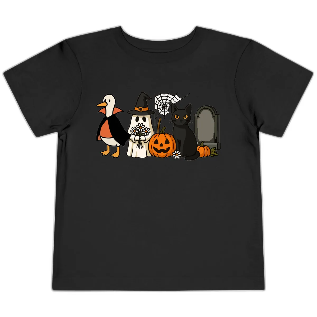 Halloween Spooky Friends Gather Toddler T-Shirt in Black