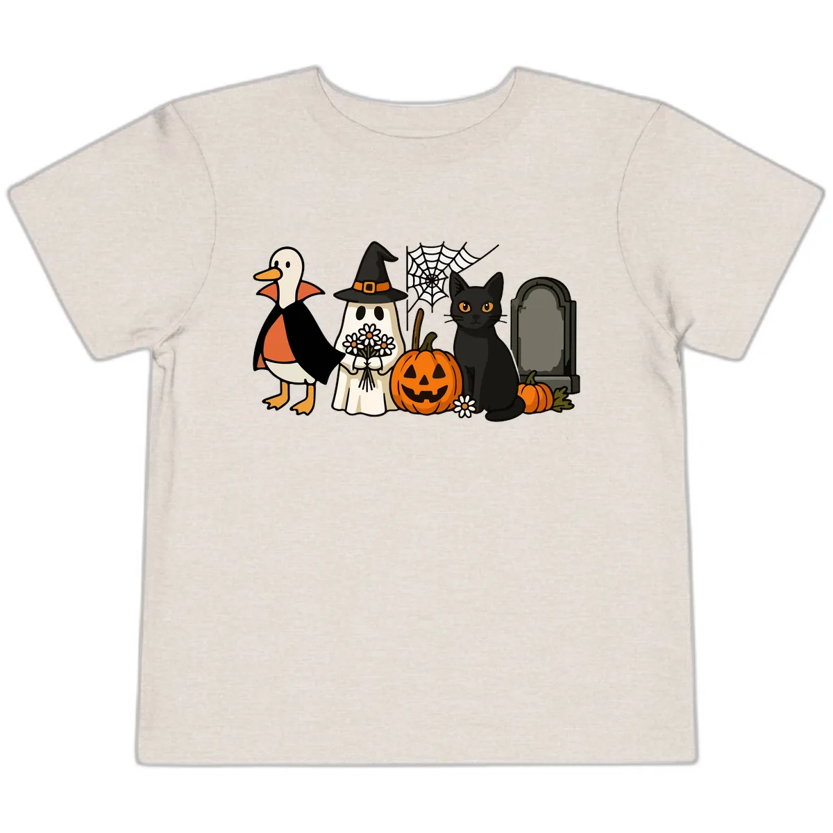 Halloween Spooky Friends Gather Toddler T-Shirt in Heather Dust