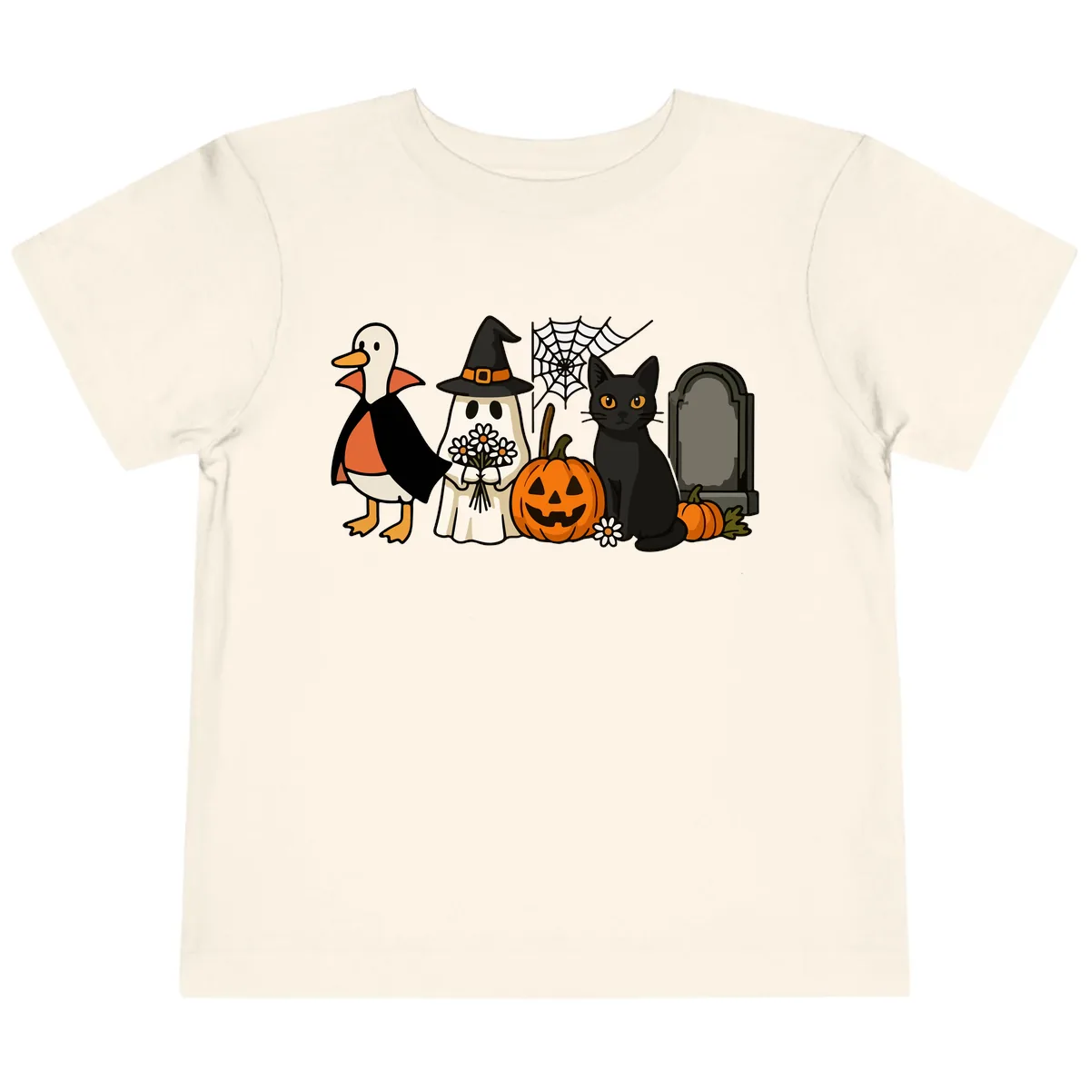 Halloween Spooky Friends Gather Toddler T-Shirt in Natural