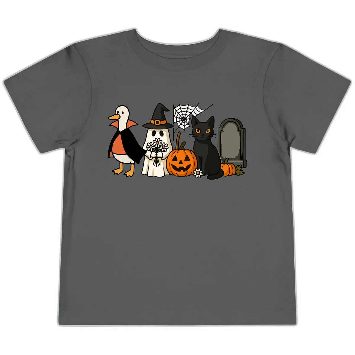 Halloween Spooky Friends Gather Toddler T-Shirt in Asphalt
