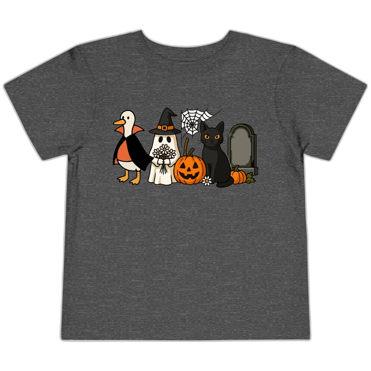 Halloween Spooky Friends Gather Toddler T-Shirt in Dark Heather Grey