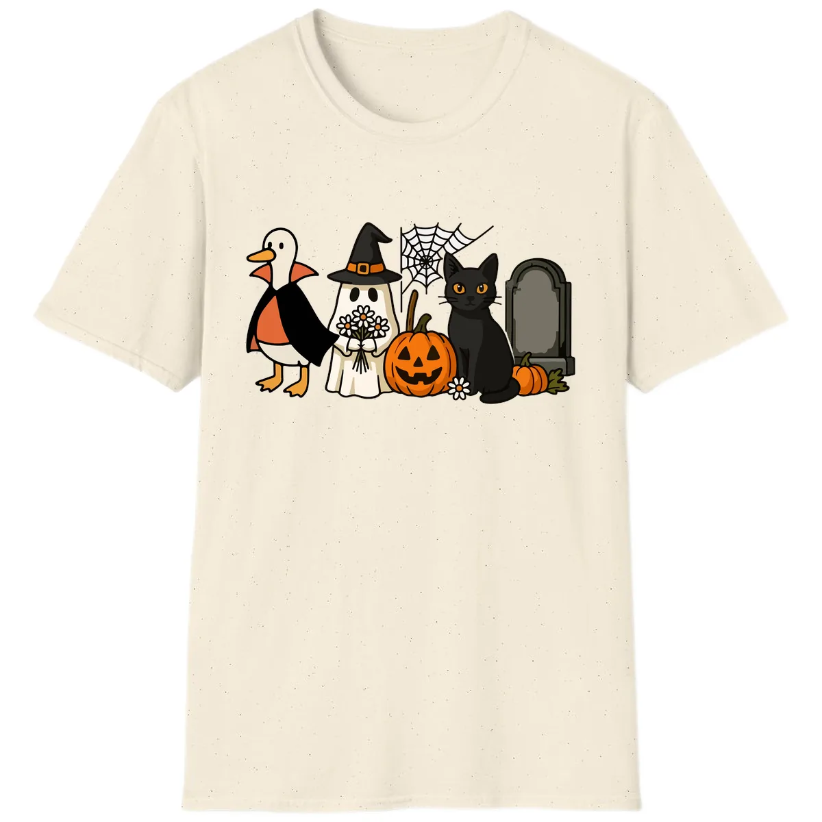 Halloween Spooky Friends Gather T-Shirt in Natural
