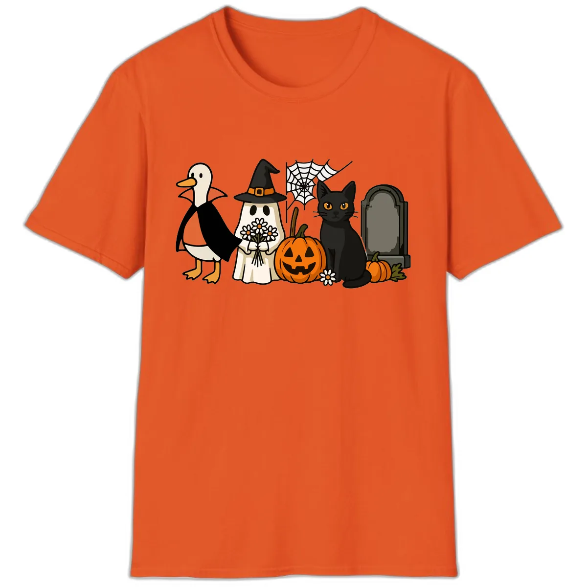 Halloween Spooky Friends Gather T-Shirt in Orange