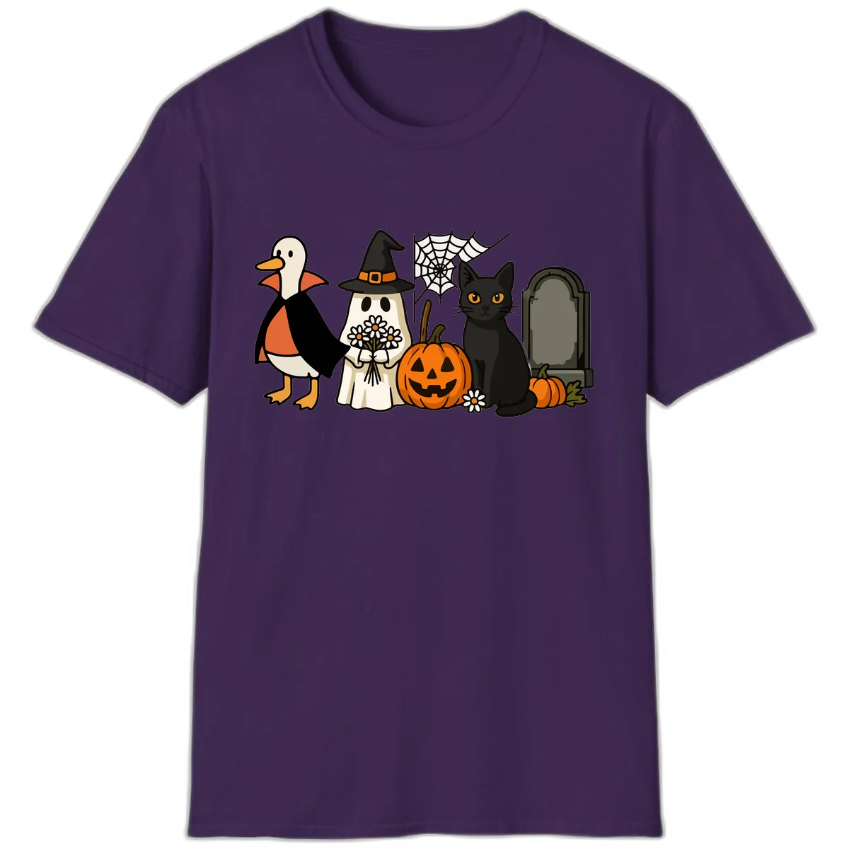 Halloween Spooky Friends Gather T-Shirt in Purple