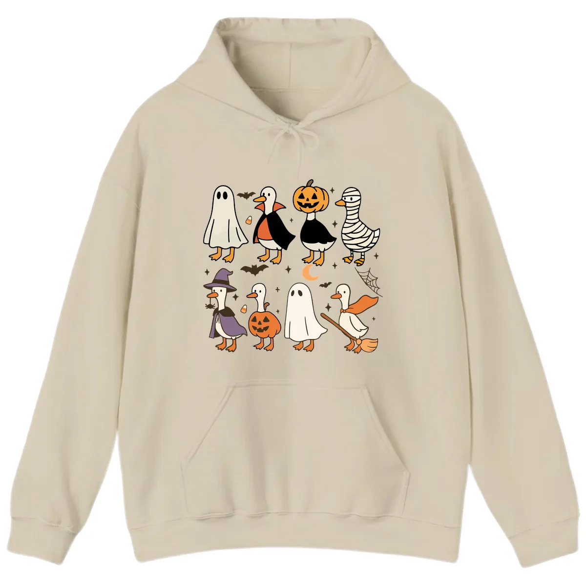 Funny Halloween Ducks Costume Collection Hoodie in Sand