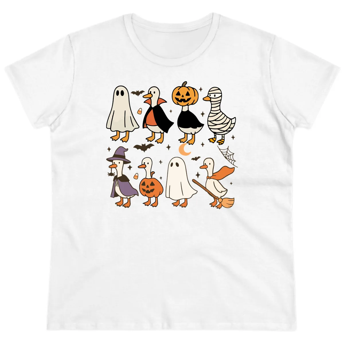 Funny Halloween Ducks Costume Collection Ladies Tee in White