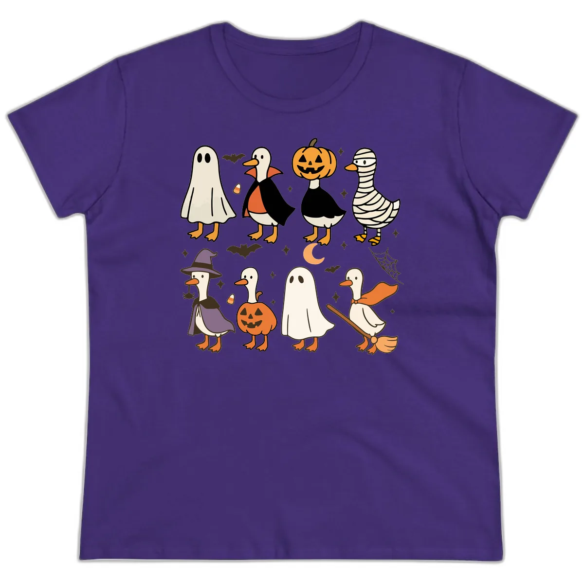 Funny Halloween Ducks Costume Collection Ladies Tee in Purple