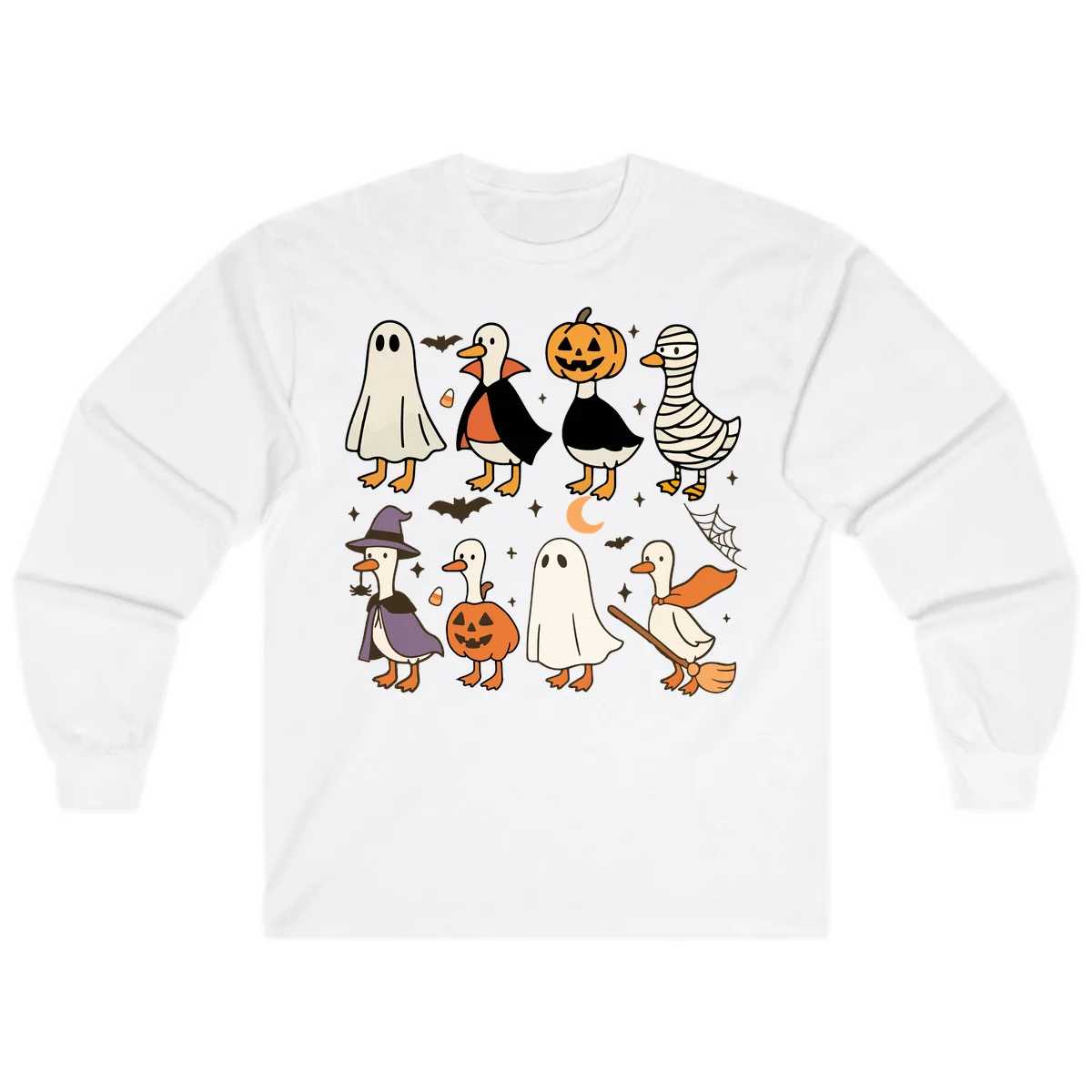 Funny Halloween Ducks Costume Collection Long Sleeve in White