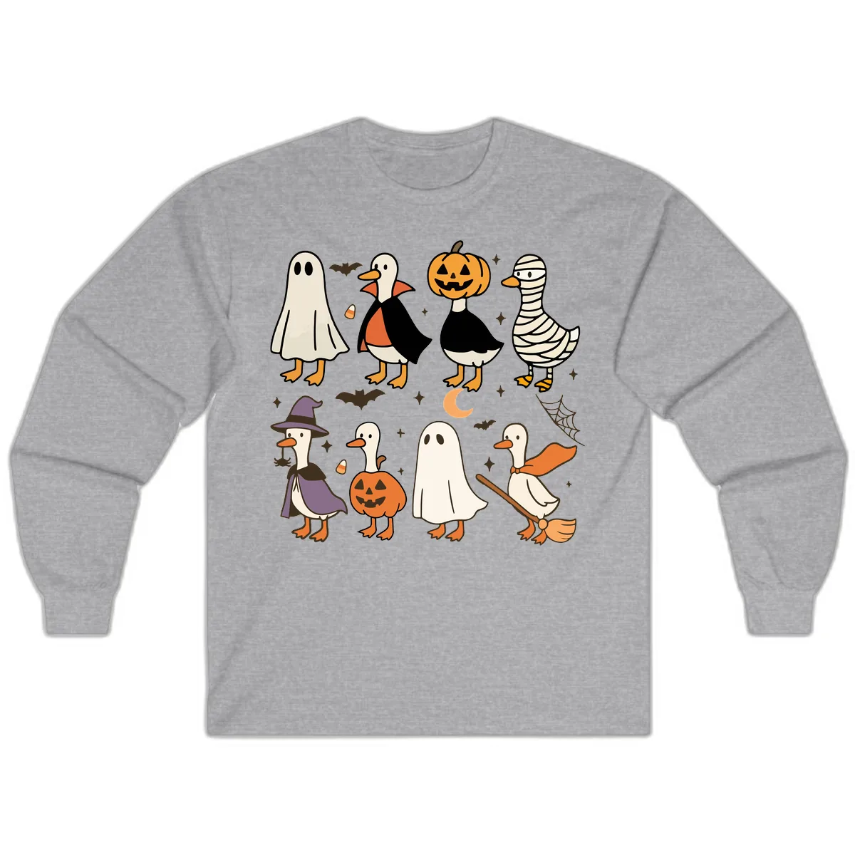 Funny Halloween Ducks Costume Collection Long Sleeve in Sport Grey