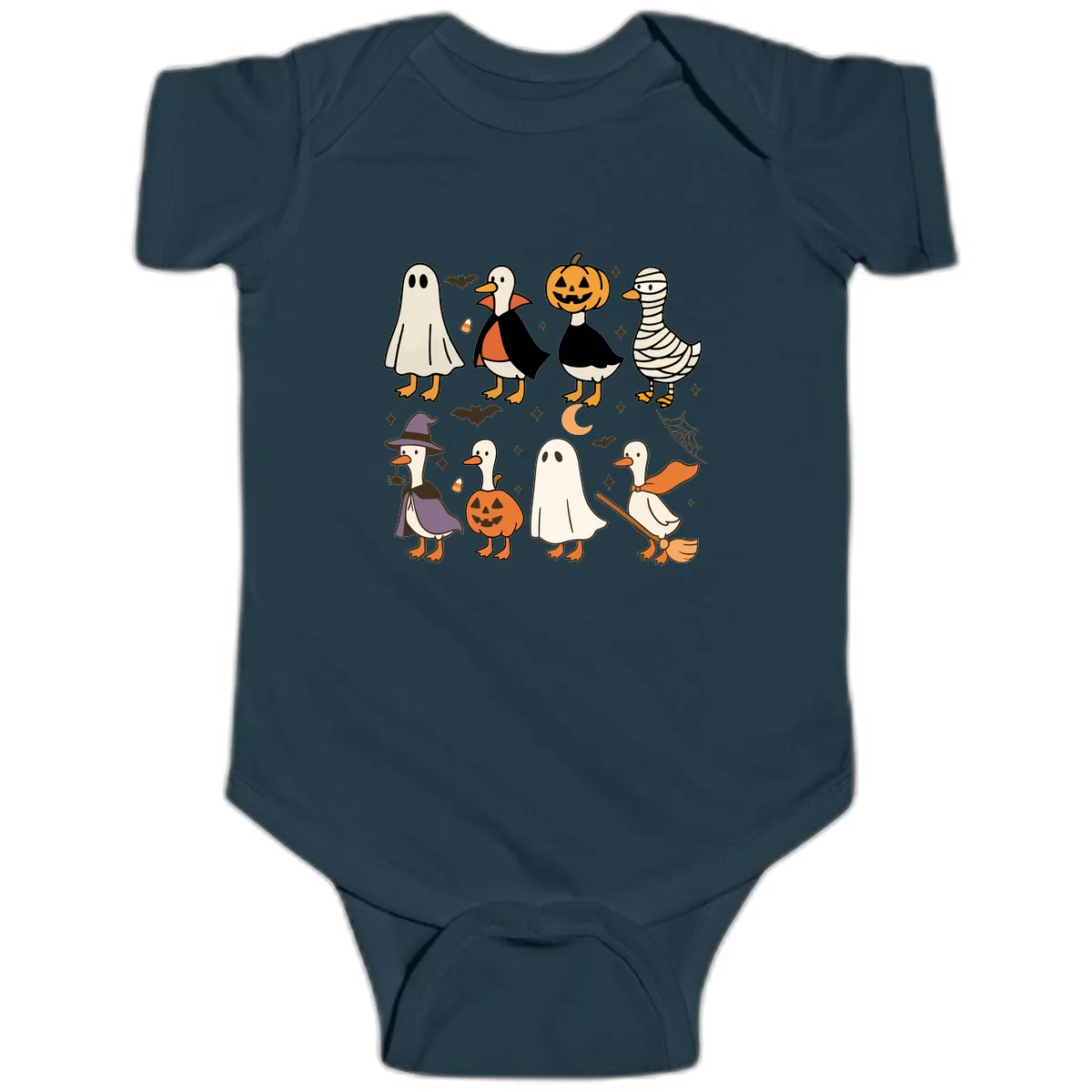 Funny Halloween Ducks Costume Collection Baby Onesie in Navy