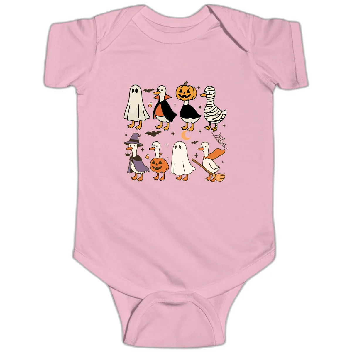 Funny Halloween Ducks Costume Collection Baby Onesie in Pink