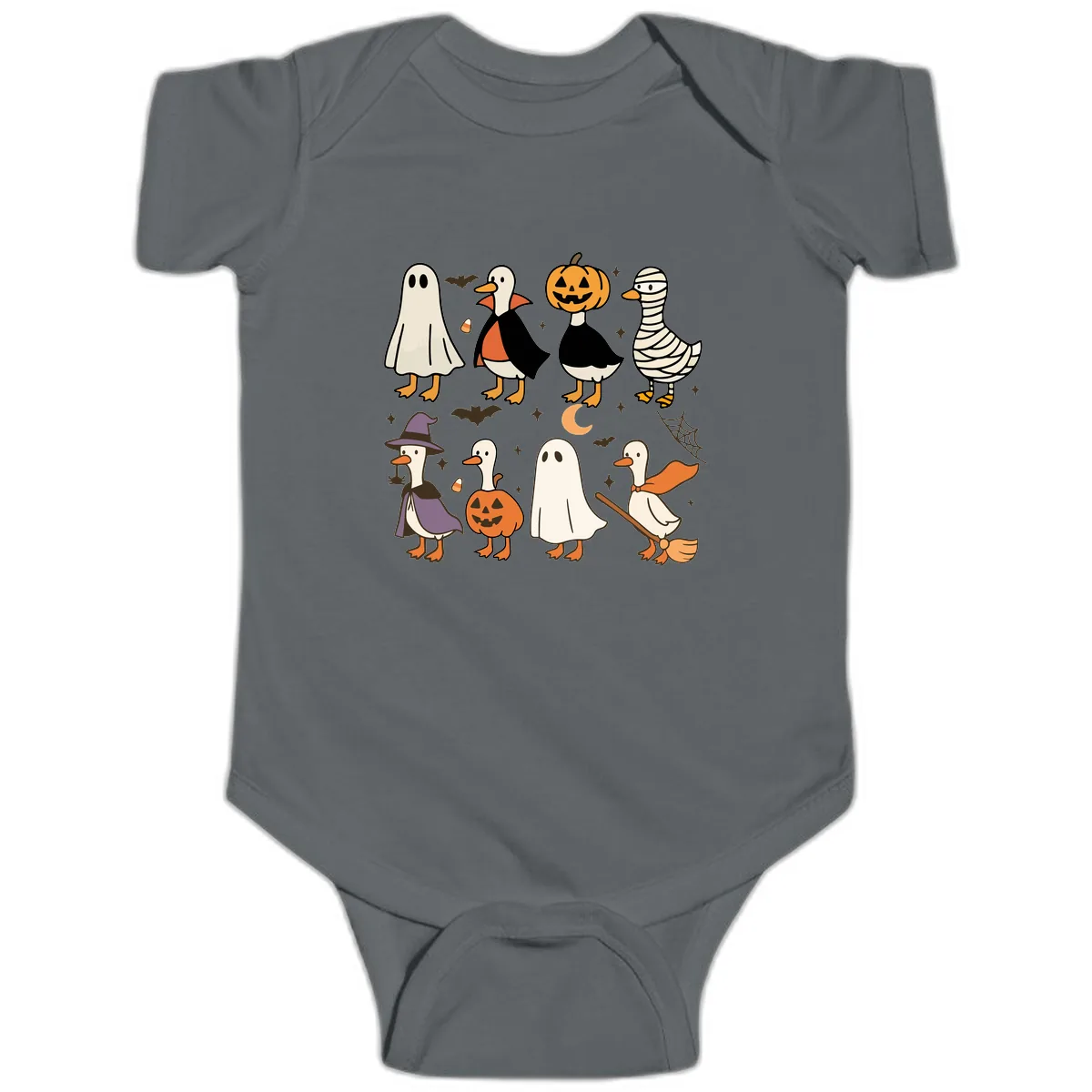 Funny Halloween Ducks Costume Collection Baby Onesie in Charcoal
