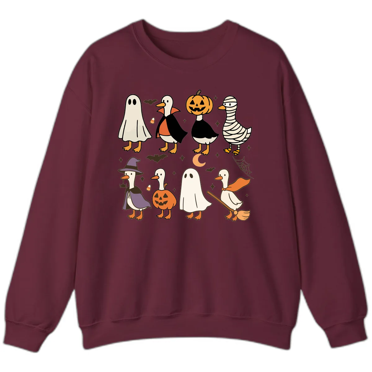 Funny Halloween Ducks Costume Collection Sweatshirt in Maroon