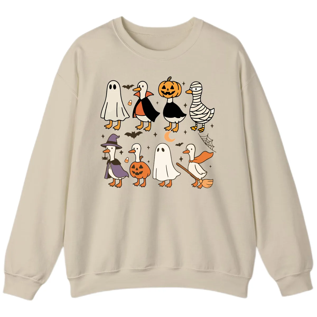 Funny Halloween Ducks Costume Collection Sweatshirt in Sand