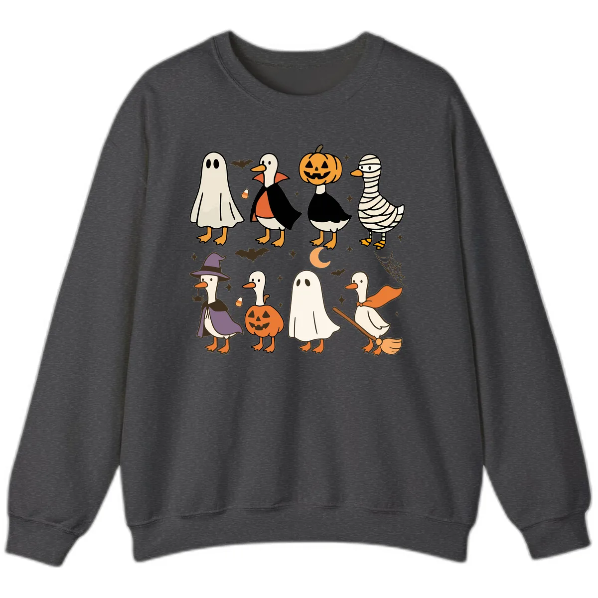 Funny Halloween Ducks Costume Collection Sweatshirt in Dark Heather