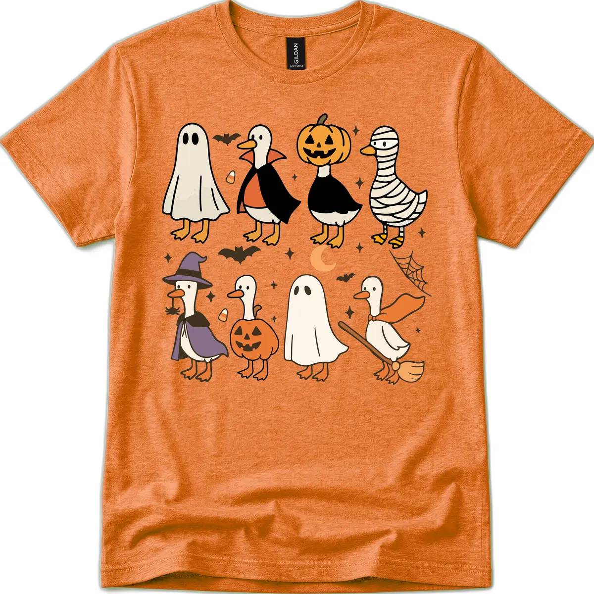 Funny Halloween Ducks Costume Collection T-Shirt in Heather Orange
