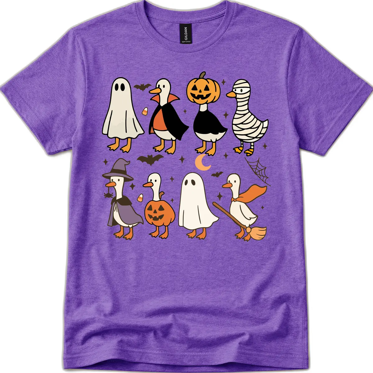 Funny Halloween Ducks Costume Collection T-Shirt in Heather Purple