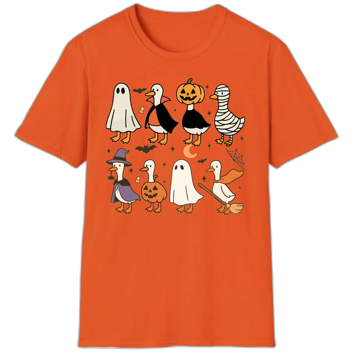 Funny Halloween Ducks Costume Collection T-Shirt in Orange