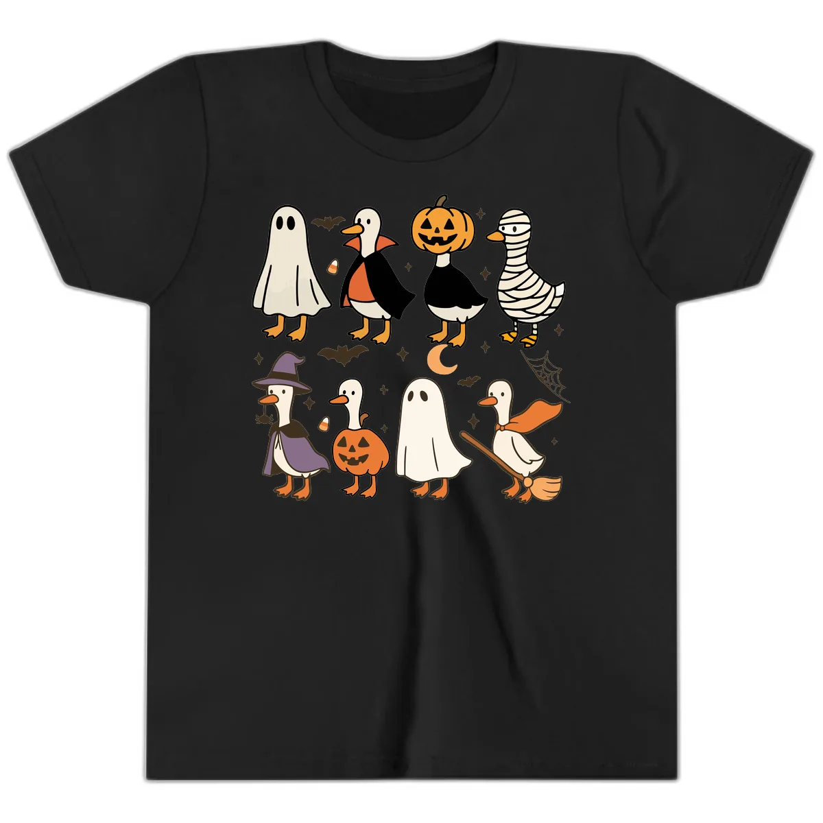 Funny Halloween Ducks Costume Collection Youth T-Shirt in Black
