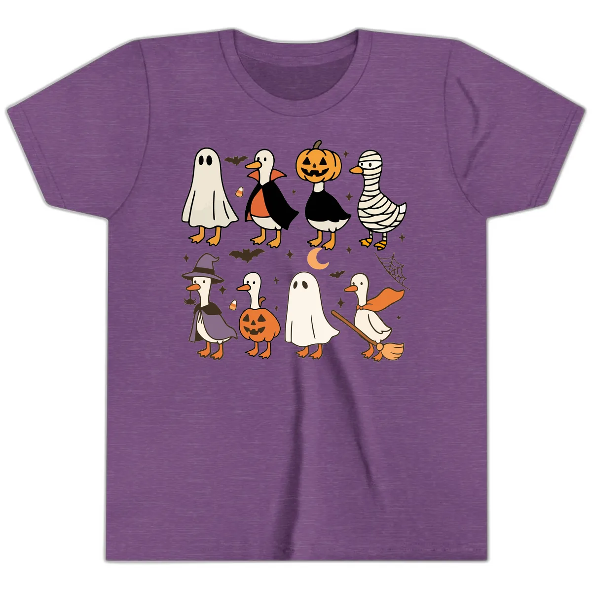 Funny Halloween Ducks Costume Collection Youth T-Shirt in Heather Team Purple