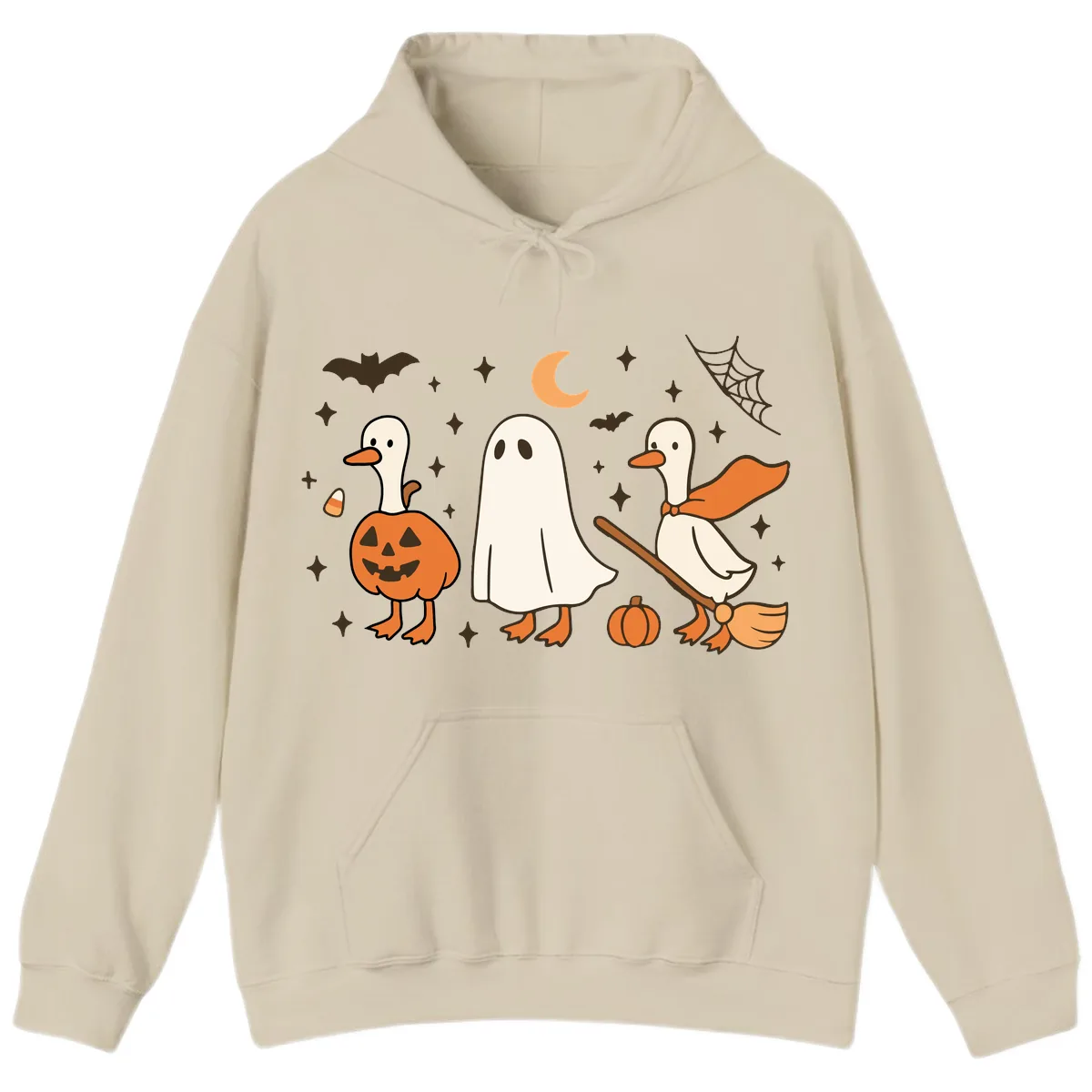 Halloween Goose Squad Costume Party Hoodie in Sand