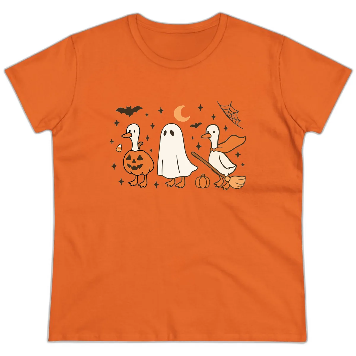 Halloween Goose Squad Costume Party Ladies Tee in Orange