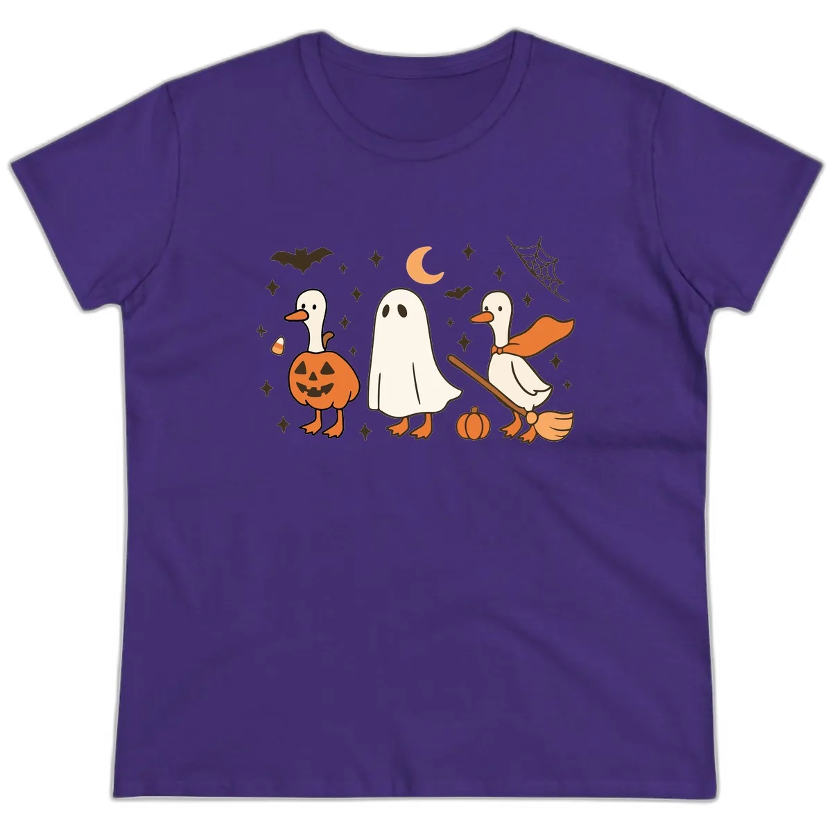 Halloween Goose Squad Costume Party Ladies Tee in Purple