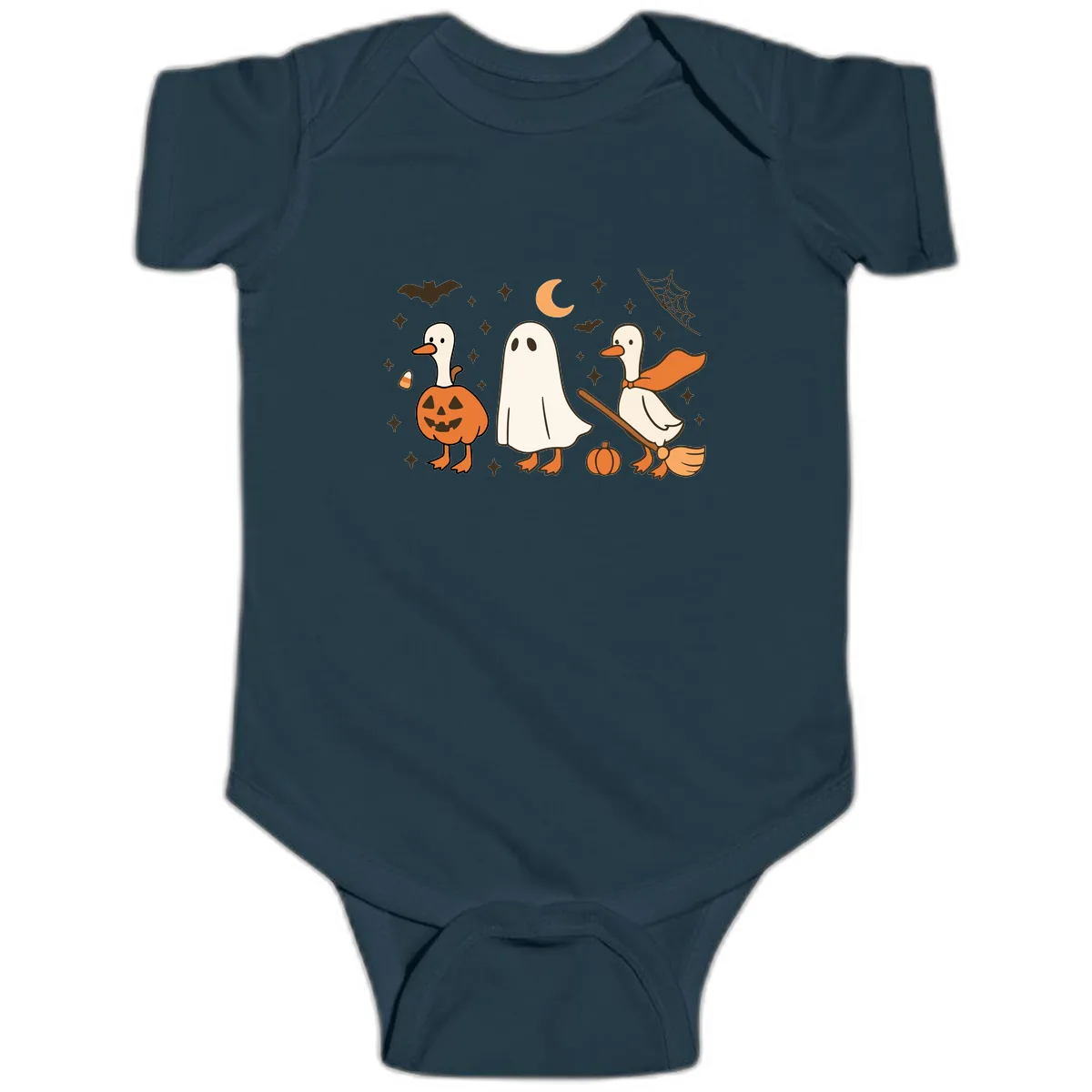 Halloween Goose Squad Costume Party Baby Onesie in Navy