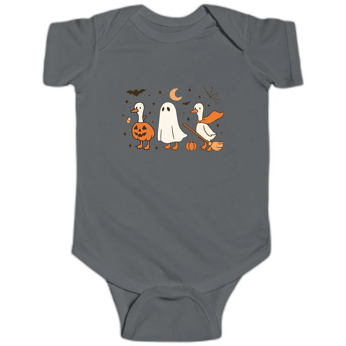Halloween Goose Squad Costume Party Baby Onesie in Charcoal